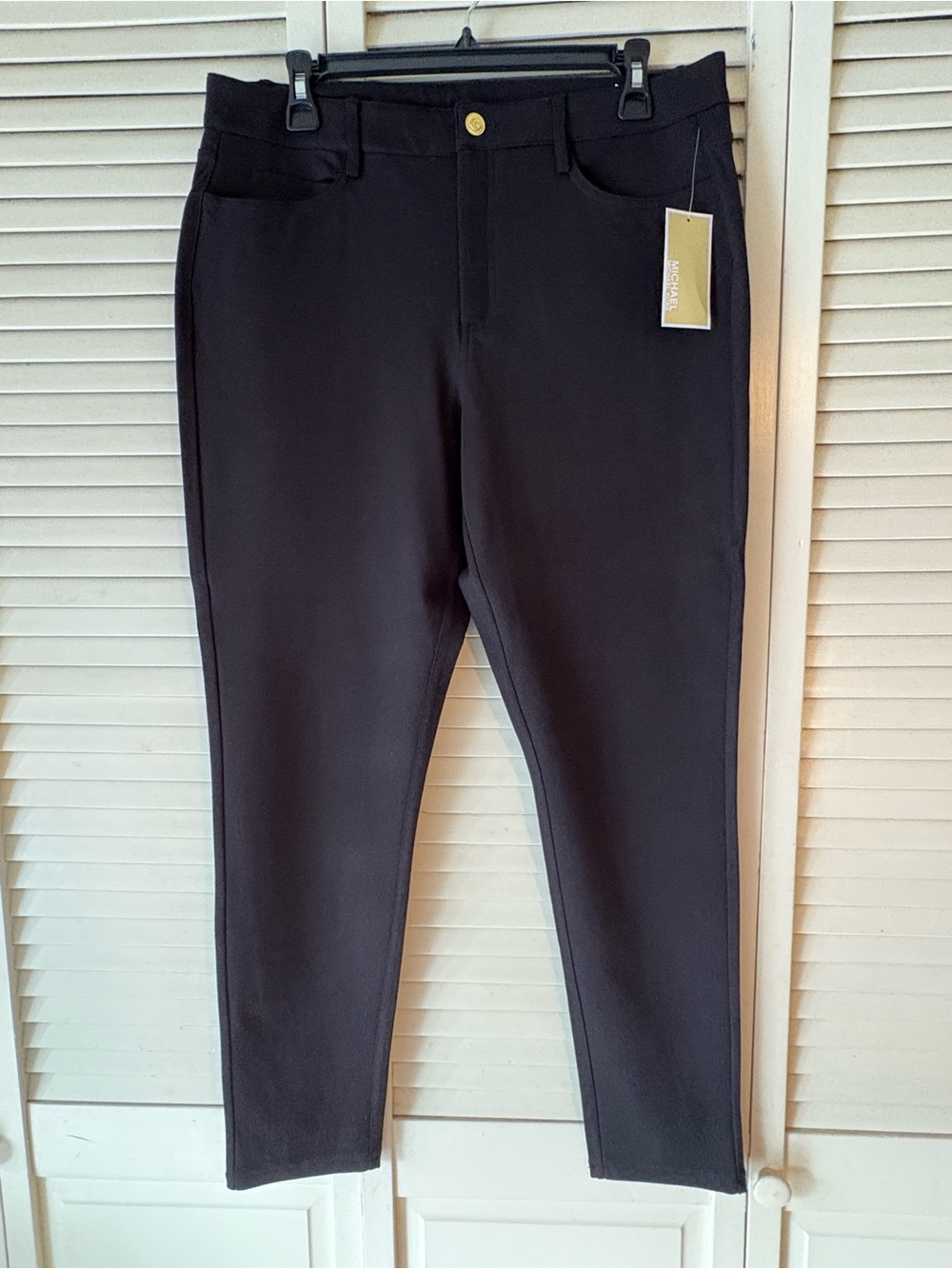 Michael Kors Black Trousers with Gold Logo Button